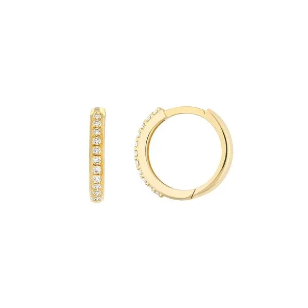 14KY Gold 1/6 CTW Diamond 13.5 MM Huggie Hoop Earrings Franzetti Jewelers Austin, TX