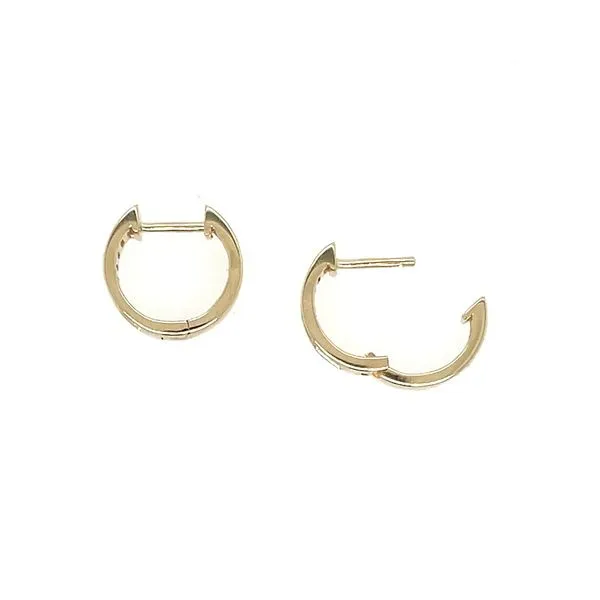 14KY Gold Diamond Baguette 12.5 MM Huggie Hoop Earrings Image 5 Franzetti Jewelers Austin, TX