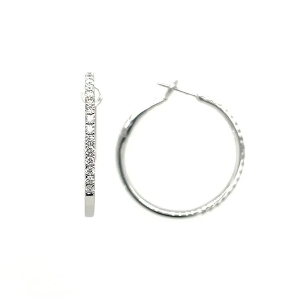 18KW Gold 30 mm Diamond Hoop Earrings 0.81 CTW Image 3 Franzetti Jewelers Austin, TX