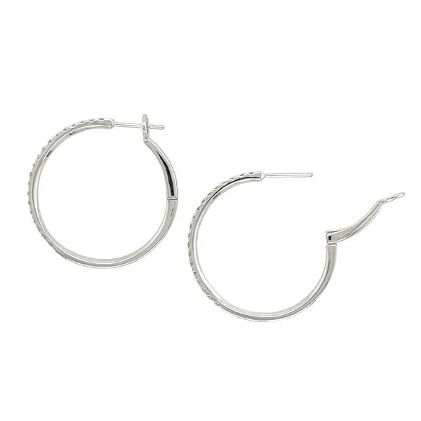 18KW Gold 30 mm Diamond Hoop Earrings 0.81 CTW Image 4 Franzetti Jewelers Austin, TX