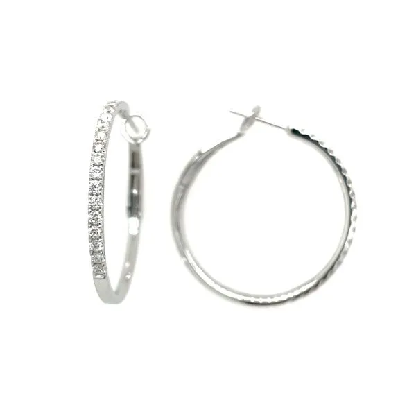 18KW Gold 30 mm Diamond Hoop Earrings 0.81 CTW Franzetti Jewelers Austin, TX