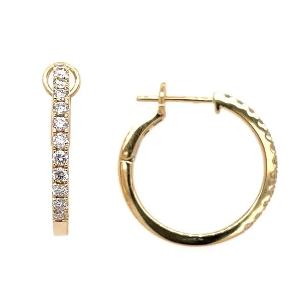 18KY Gold 21 mm Diamond Hoop Earrings 1/2 CTW Image 5 Franzetti Jewelers Austin, TX