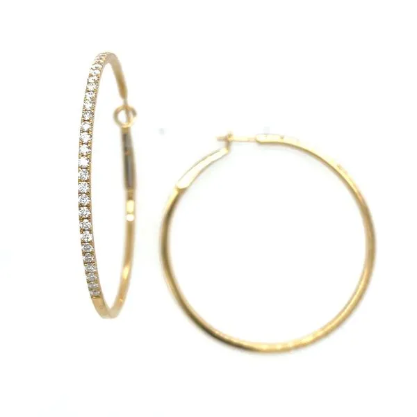 18KY Gold 50 mm Diamond Hoop Earrings 1.60 CTW Franzetti Jewelers Austin, TX