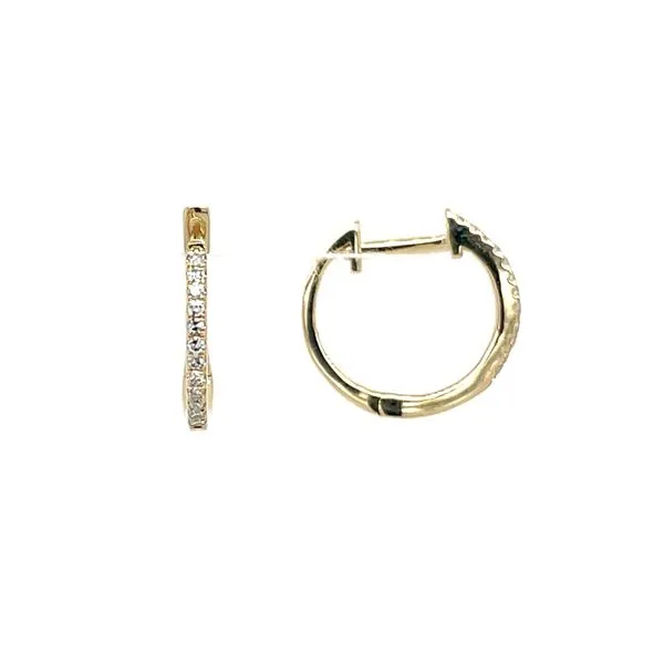 14KY Gold 12 mm Huggie Hoop Earrings with Diamonds Franzetti Jewelers Austin, TX