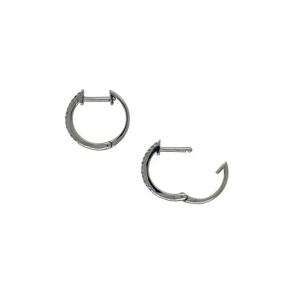 14K Gold 12 mm Huggie Hoop Earrings with Black Diamonds Image 5 Franzetti Jewelers Austin, TX
