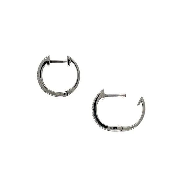 14K Gold 12 mm Huggie Hoop Earrings with Diamonds Image 5 Franzetti Jewelers Austin, TX