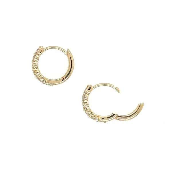 14KY Gold 11.25 mm Mini Huggie Hoop Earrings with Diamonds Image 4 Franzetti Jewelers Austin, TX