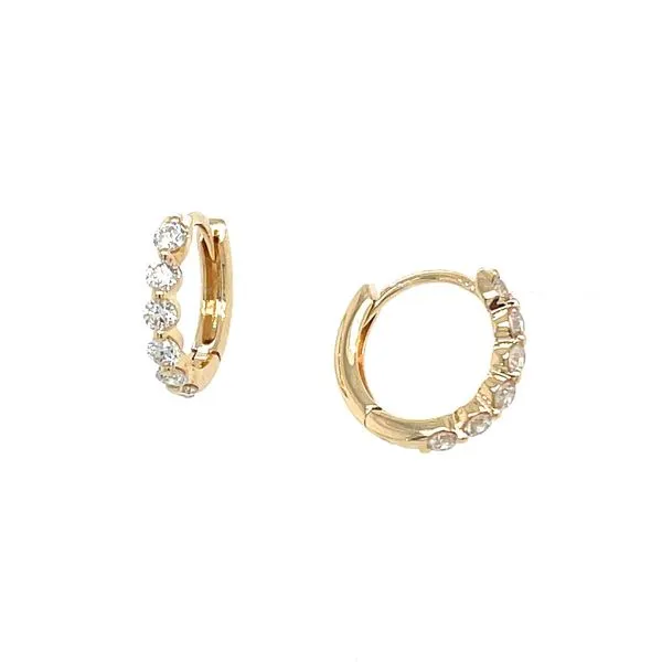 14KY Gold 11.25 mm Mini Huggie Hoop Earrings with Diamonds Franzetti Jewelers Austin, TX