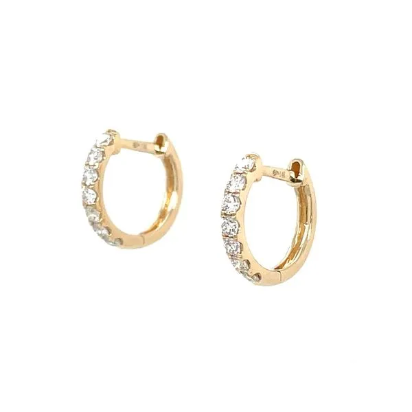 14KY Gold 12 x 13 mm Huggie Hoop Earrings with Diamonds Image 3 Franzetti Jewelers Austin, TX