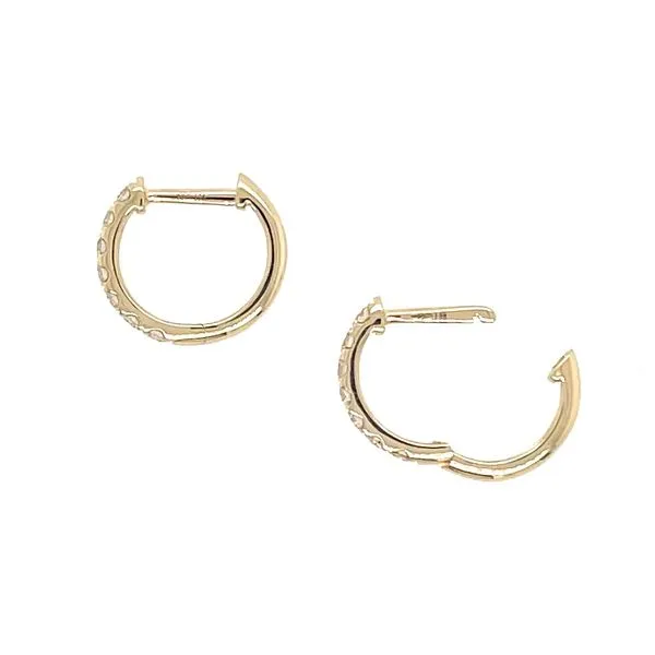 14KY Gold 12 x 13 mm Huggie Hoop Earrings with Diamonds Image 4 Franzetti Jewelers Austin, TX