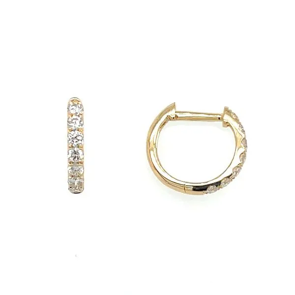 14KY Gold 12 x 13 mm Huggie Hoop Earrings with Diamonds Franzetti Jewelers Austin, TX