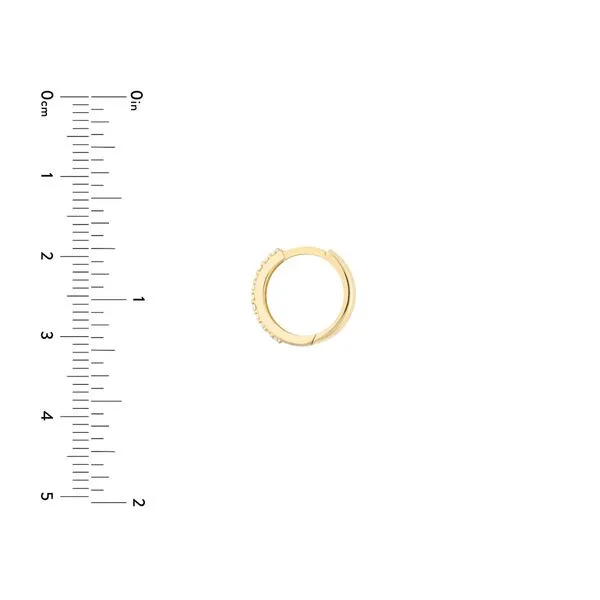 14KY Gold 1/6 CTW Diamond 13.5 MM Huggie Hoop Earrings Image 5 Franzetti Jewelers Austin, TX