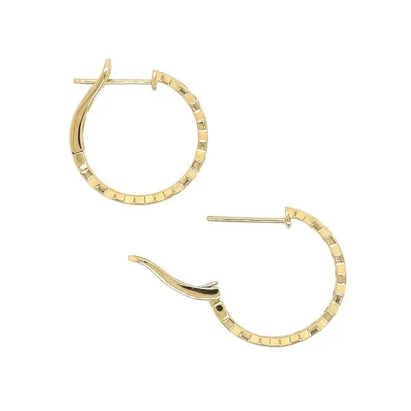 18K Gold 20 mm Geometric Hexagon Hoop Earrings with Diamonds Image 5 Franzetti Jewelers Austin, TX