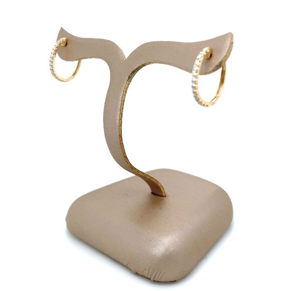 14KY Gold 12 x 14 mm Oval Huggie Hoop Earrings with Diamonds Image 5 Franzetti Jewelers Austin, TX