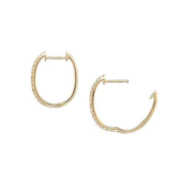 14KY Gold 14 x 16 mm Oval Huggie Hoop Earrings with Diamonds Image 3 Franzetti Jewelers Austin, TX