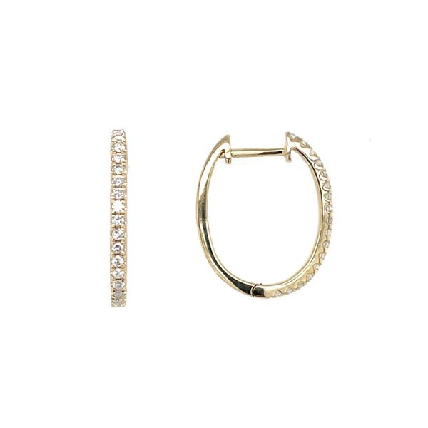 14KY Gold 14 x 16 mm Oval Huggie Hoop Earrings with Diamonds Franzetti Jewelers Austin, TX