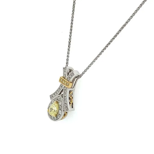 18KW&Y Gold Pear Shape Yellow Diamond Pendant with Diamonds Image 4 Franzetti Jewelers Austin, TX