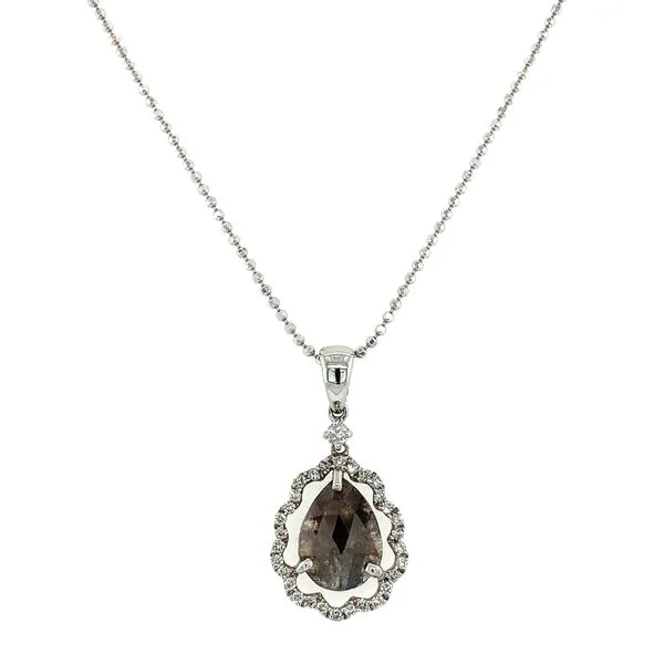 18KW Gold Rose Cut Pear Shape Diamond Pendant with Diamonds Image 2 Franzetti Jewelers Austin, TX