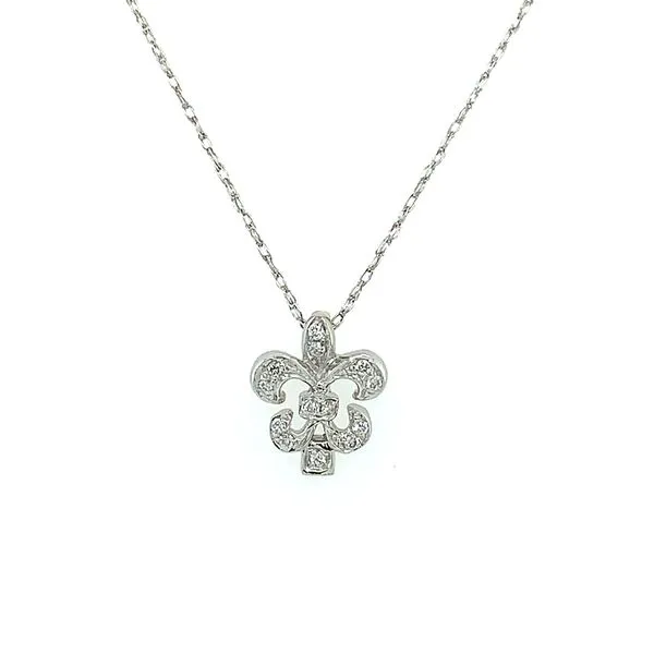 14KW Gold Diamond Fleur-de-lis Pendant Image 2 Franzetti Jewelers Austin, TX
