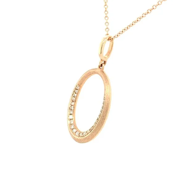 14KR Gold Oval Shape Pendant with Diamonds on 16
