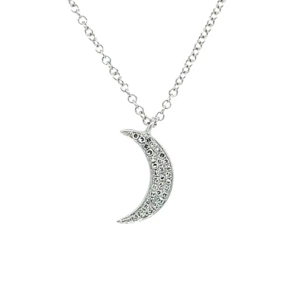 14KW Gold Crescent Moon Pendant on 18
