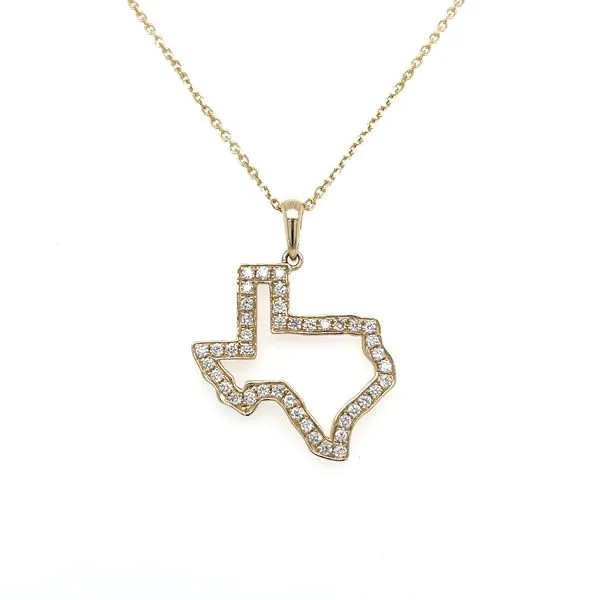 14K Yellow Gold Texas Pendant with Diamonds Image 4 Franzetti Jewelers Austin, TX