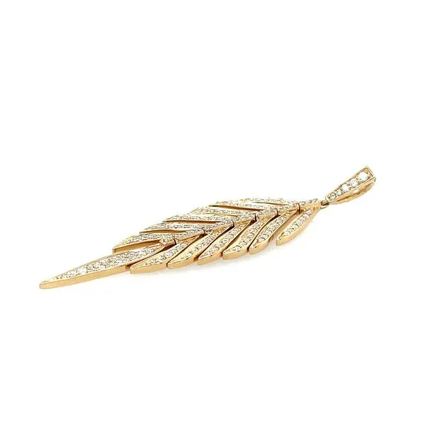 14KY Gold Moving Feather Pendant with Diamonds Image 3 Franzetti Jewelers Austin, TX