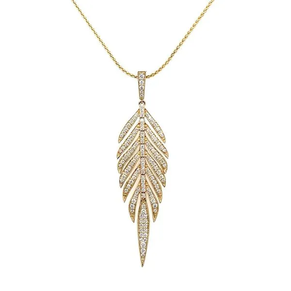14KY Gold Moving Feather Pendant with Diamonds Image 4 Franzetti Jewelers Austin, TX