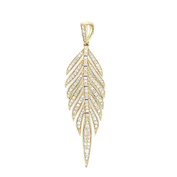 14KY Gold Moving Feather Pendant with Diamonds Franzetti Jewelers Austin, TX