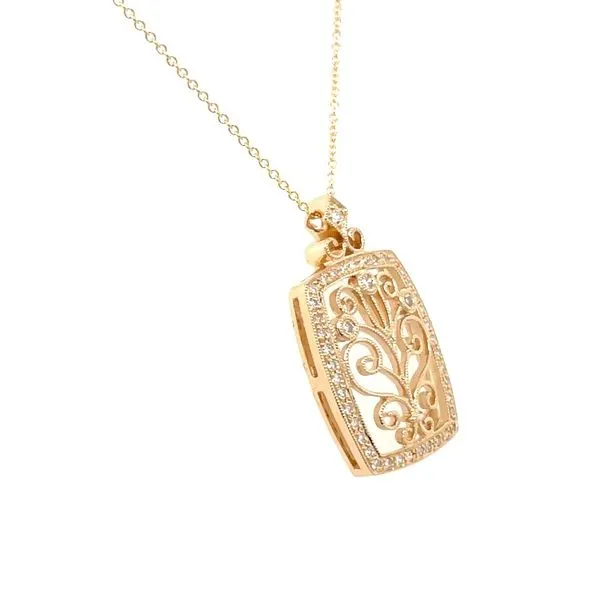 14KY Filigree Diamond Pendant on 16