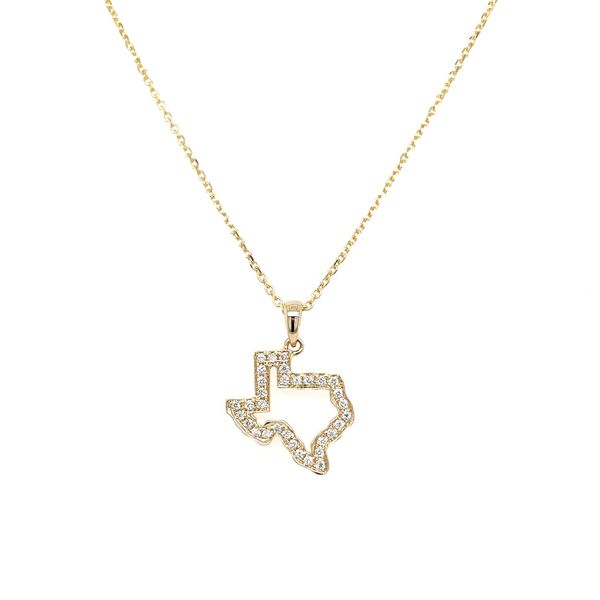 14K Yellow Gold Texas Pendant with Diamonds Image 4 Franzetti Jewelers Austin, TX