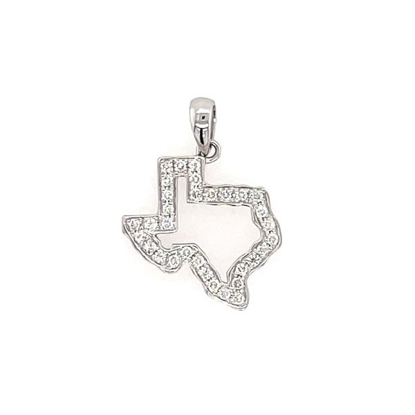 14K White Gold Small Texas Outline Pendant with Diamonds Franzetti Jewelers Austin, TX