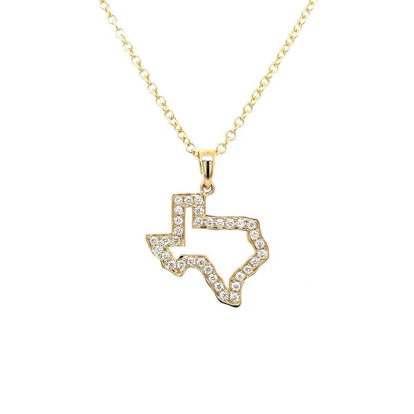 14K Yellow Gold Medium Texas Outline Pendant with Diamonds Image 3 Franzetti Jewelers Austin, TX