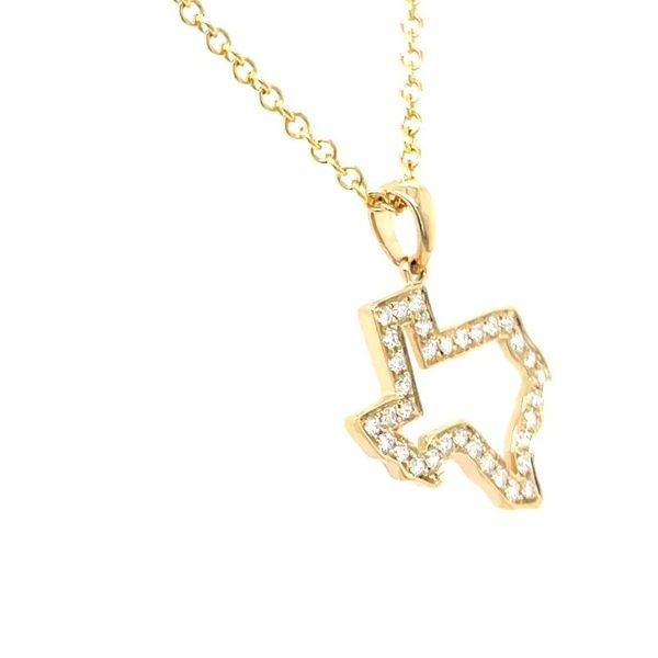14K Yellow Gold Medium Texas Outline Pendant with Diamonds Image 4 Franzetti Jewelers Austin, TX