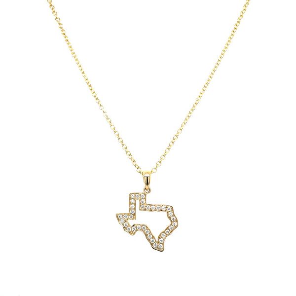 14K Yellow Gold Medium Texas Outline Pendant with Diamonds Image 5 Franzetti Jewelers Austin, TX