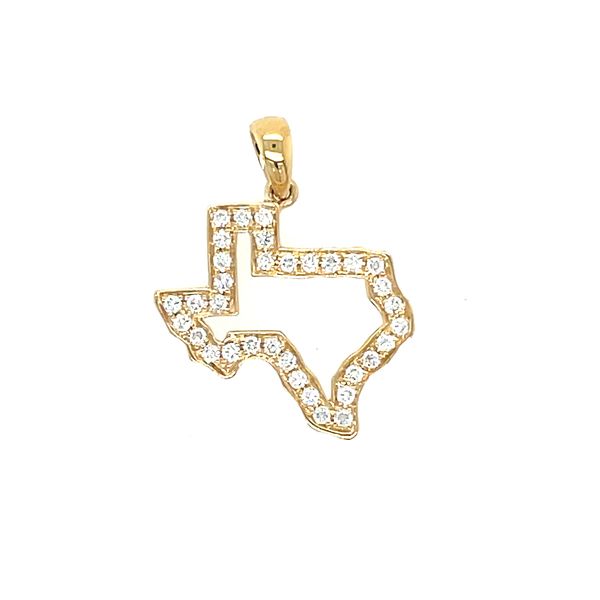 14K Yellow Gold Medium Texas Outline Pendant with Diamonds Franzetti Jewelers Austin, TX