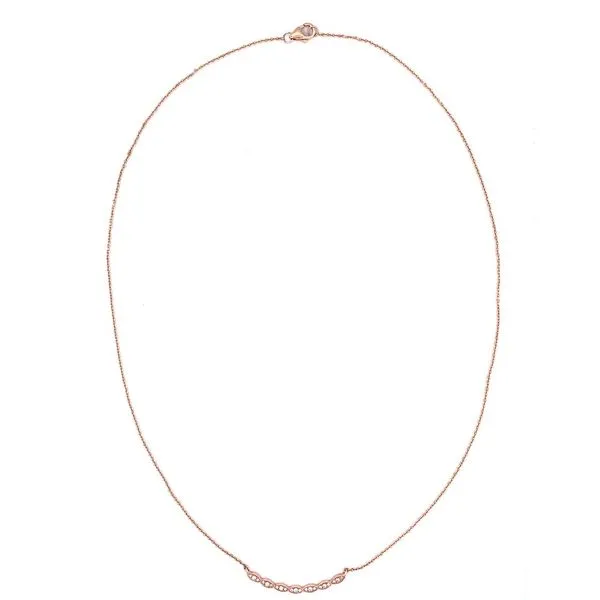 14KR Gold Diamond Accented Curved Bar Necklace - 18