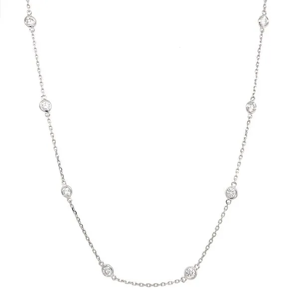 14KW Gold Diamond Station Necklace 1.5 CTW - 18