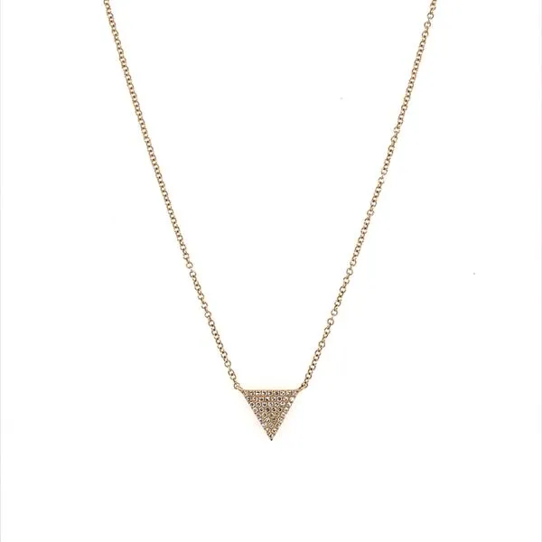 14KY Gold Pave' Diamond Triangle Necklace - 18