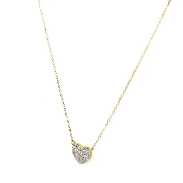 14KY Gold Small Heart Shape Pavé Diamond Necklace - 18