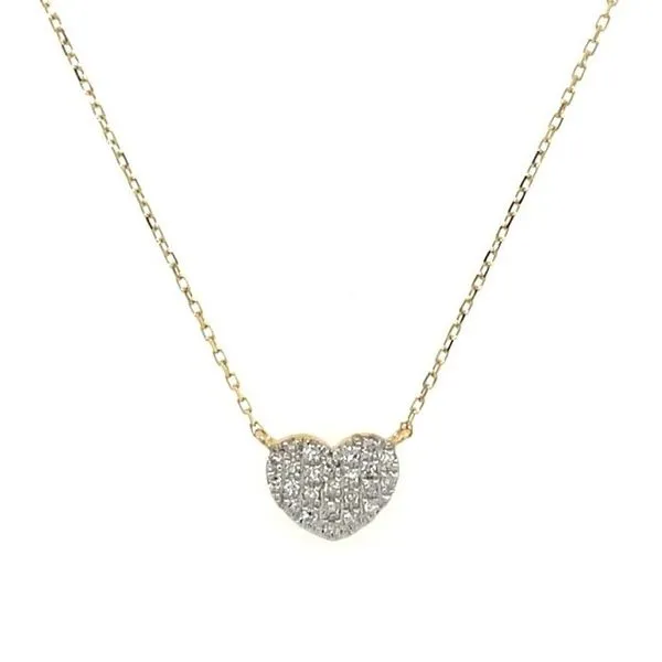 14KY Gold Small Heart Shape Pavé Diamond Necklace - 18