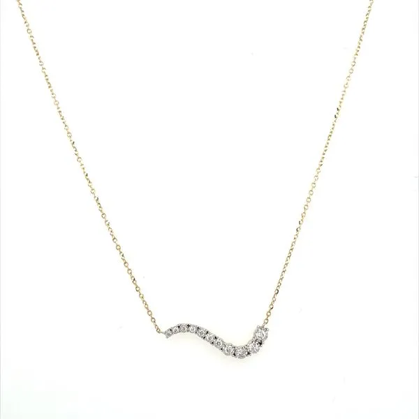 14KY Gold Curving Bar Diamond Necklace - 18