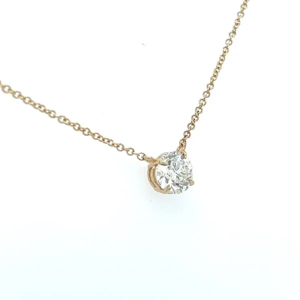 14KY Gold Necklace with 1.00 Carat Diamond Solitaire Pendant - GIA - 18