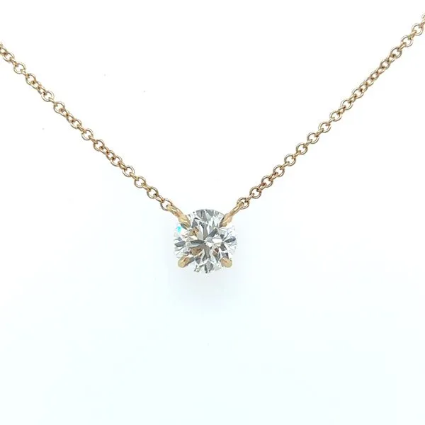 14KY Gold Necklace with 1.00 Carat Diamond Solitaire Pendant - GIA - 18