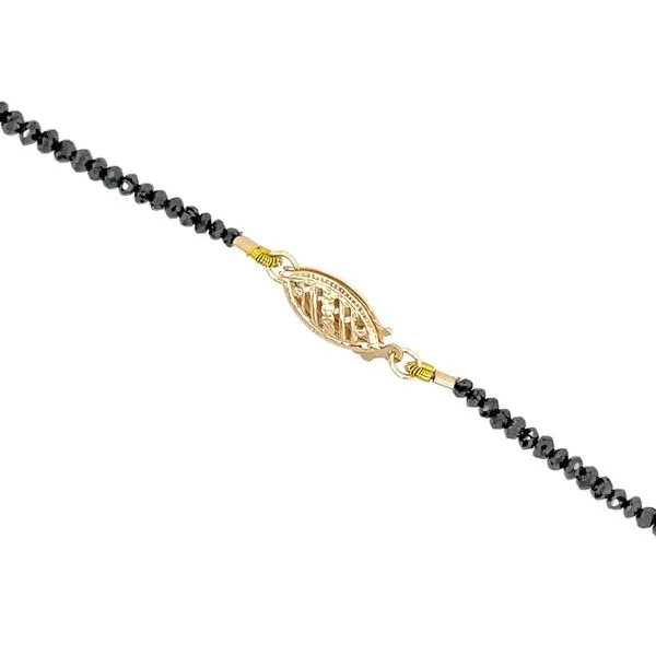 14KY Gold Black Diamond Facetted Bead Necklace - 17