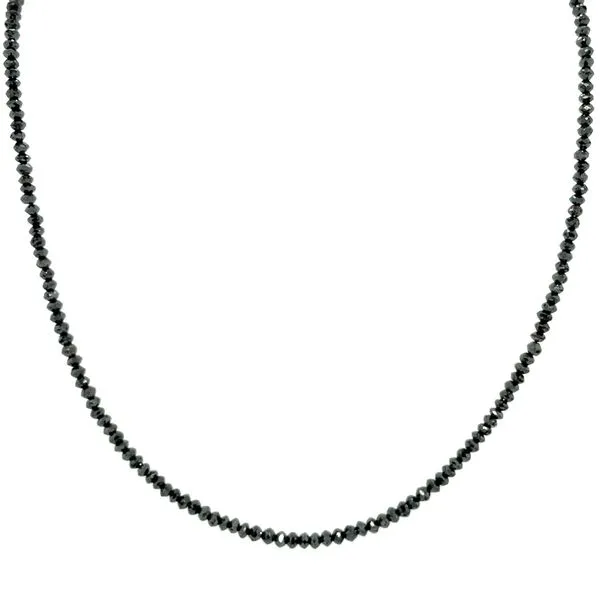 14KY Gold Black Diamond Facetted Bead Necklace - 17