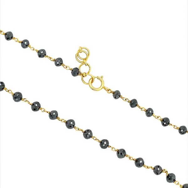 18KY Gold 20 CTW Black Diamond Facetted Bead Necklace - 18-19
