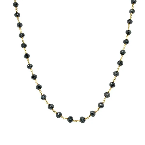 18KY Gold 20 CTW Black Diamond Facetted Bead Necklace - 18-19