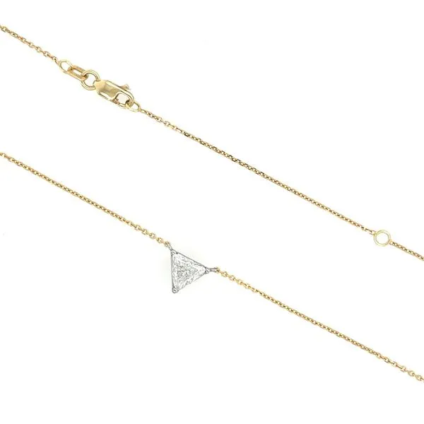 14KY&W Gold Necklace with 0.70 Ct Trilliant Diamond Solitaire Pendant - 18