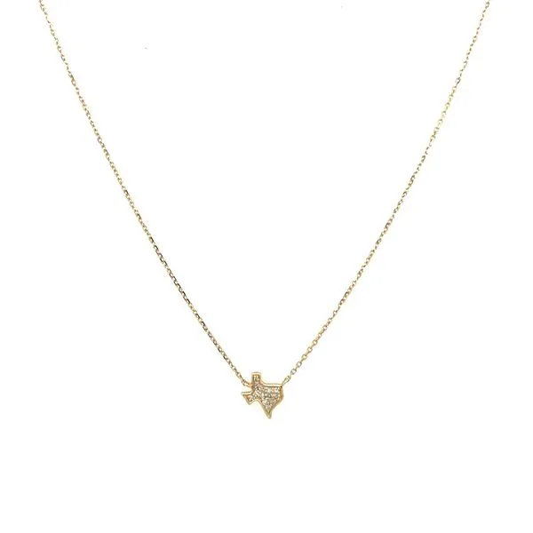 14KY Gold State of Texas Shape Pavé Diamond Necklace - 18